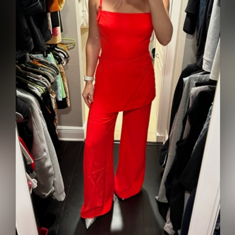 Amanda Uprichard Chloe Jumpsuit – Bright Crimson Red | Size Small | NWT - Picture 8 of 12